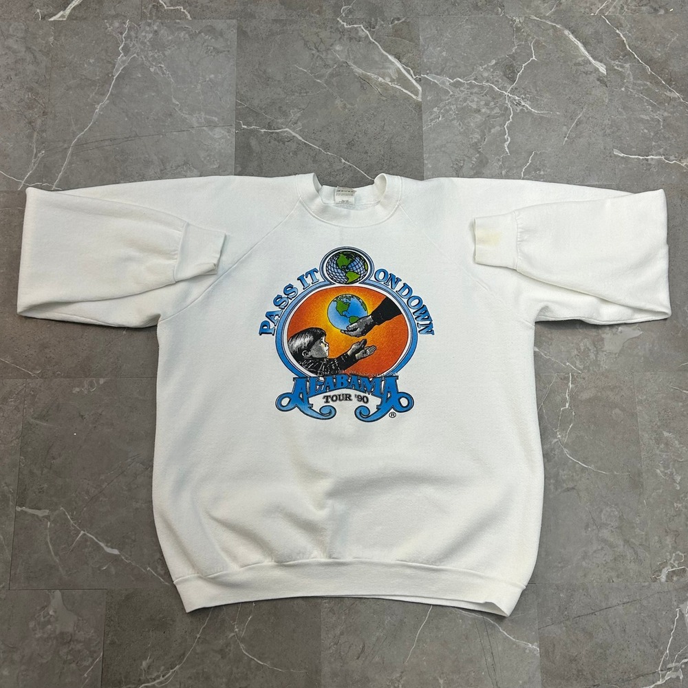 80s Vintage Alabama Tour Sweatshirt Mens 2XL Pass It On Down Classic Rock Crew